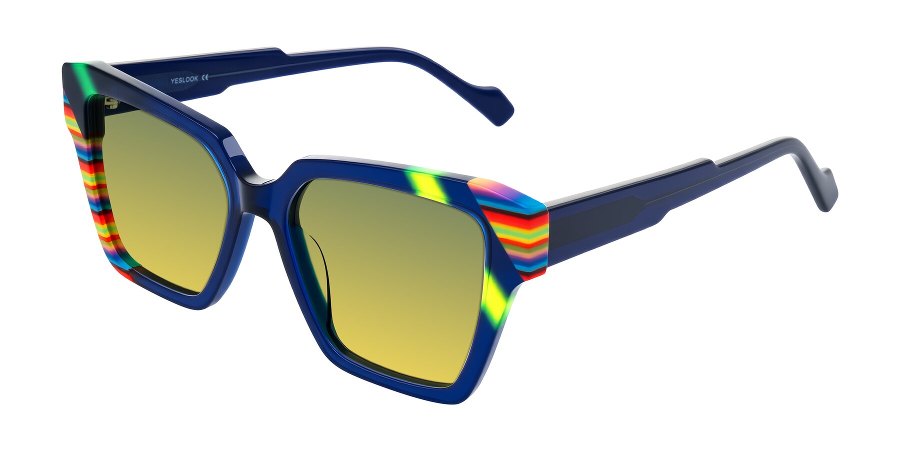 Angle of Widvale in Indigo Deco with Green / Yellow Gradient Lenses