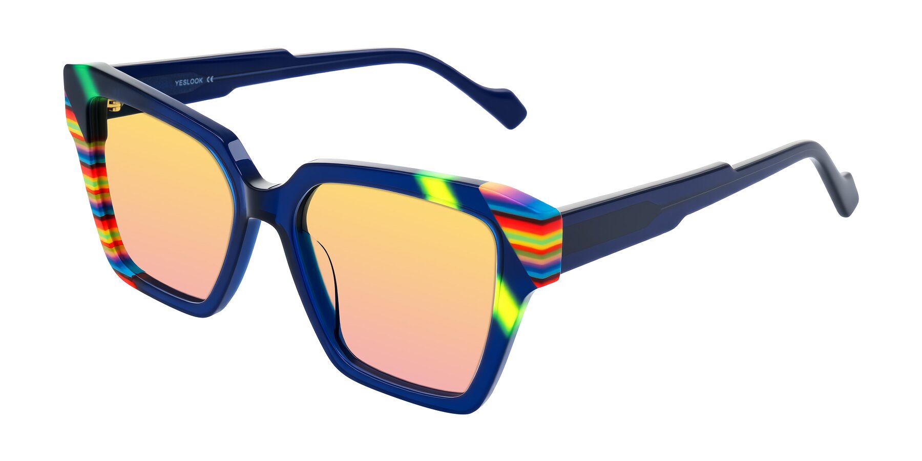 Angle of Widvale in Indigo Deco with Yellow / Pink Gradient Lenses