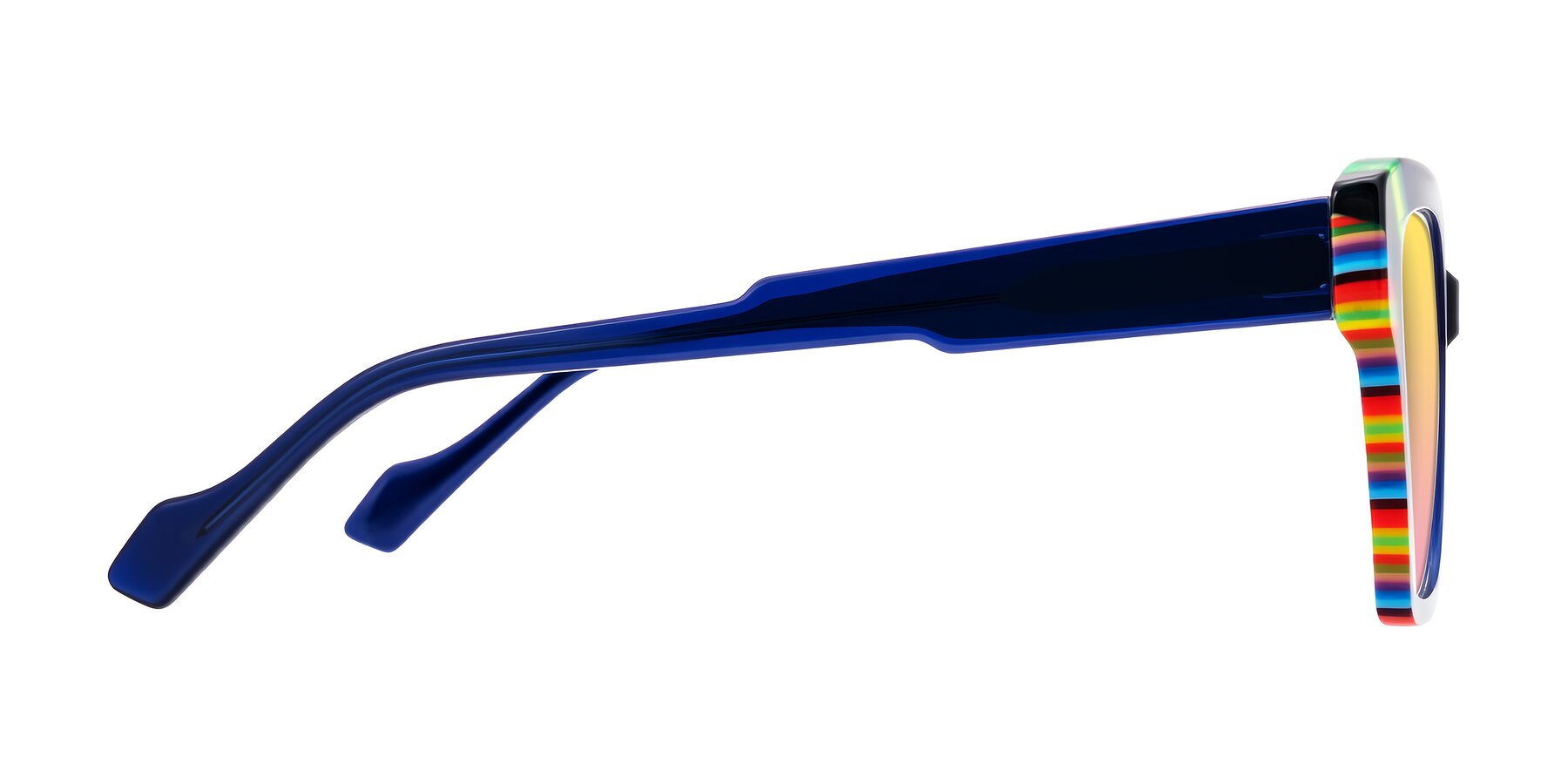 Side of Widvale in Indigo Deco with Yellow / Pink Gradient Lenses