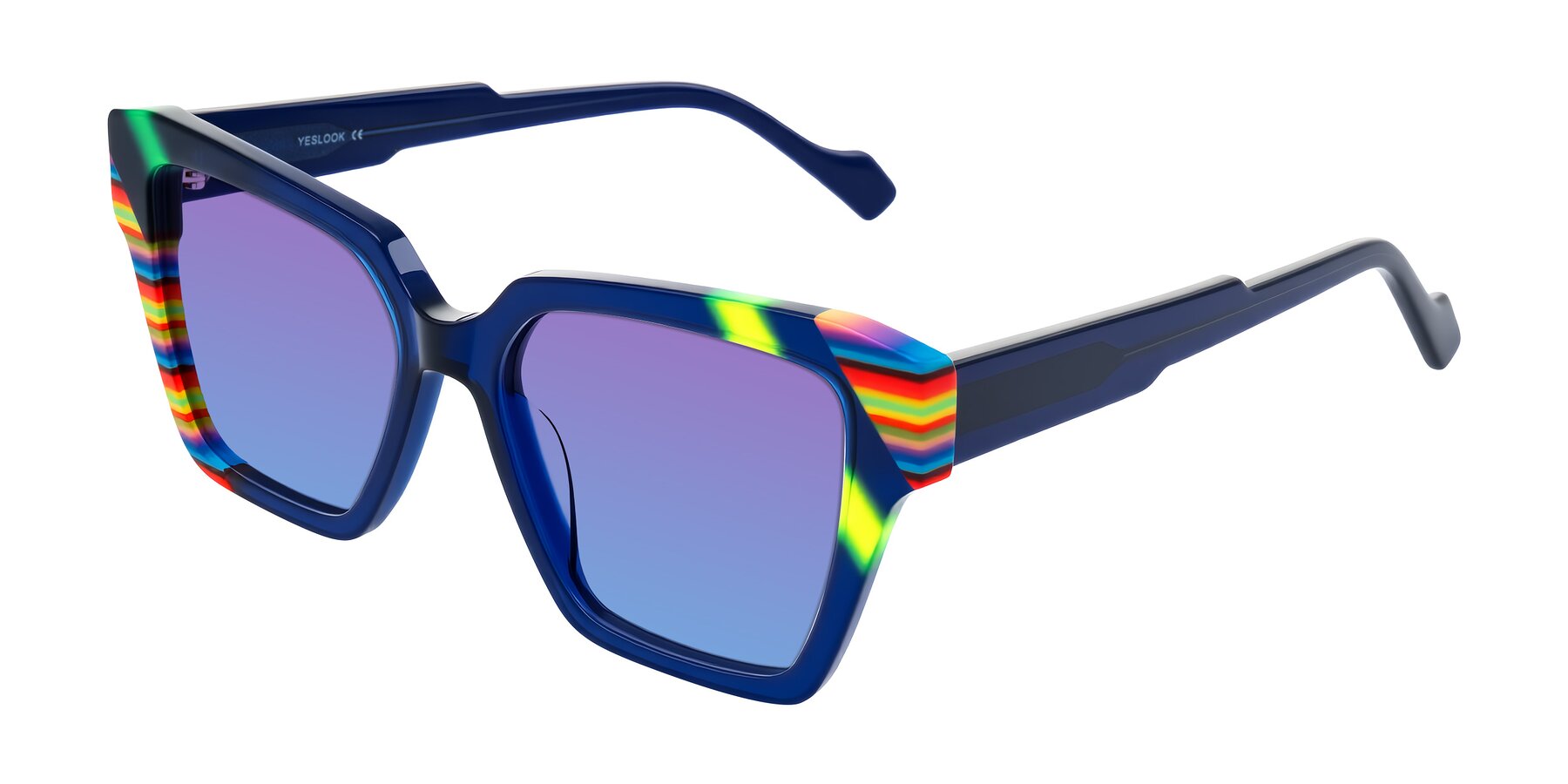 Angle of Widvale in Indigo Deco with Purple / Blue Gradient Lenses
