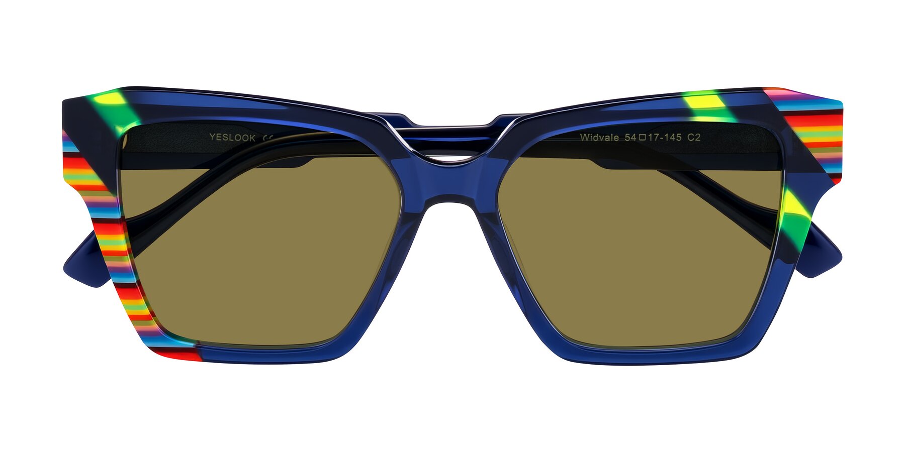 Folded Front of Widvale in Indigo Deco with Brown Polarized Lenses