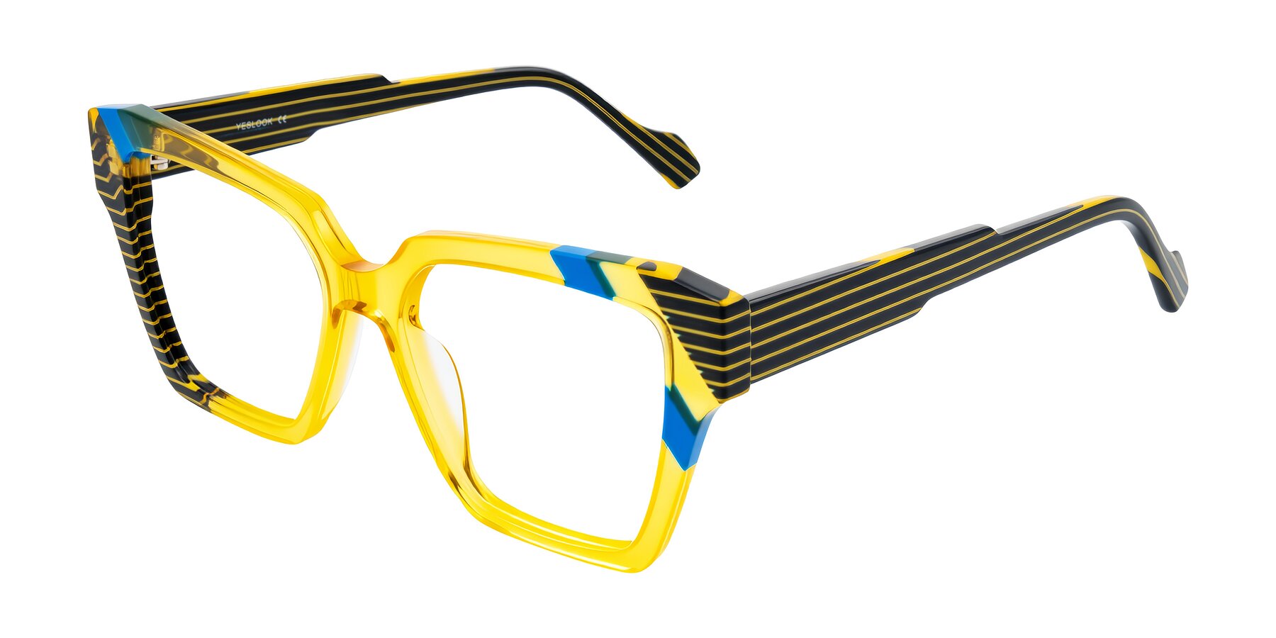 Angle of Widvale in Amber Deco with Clear Eyeglass Lenses