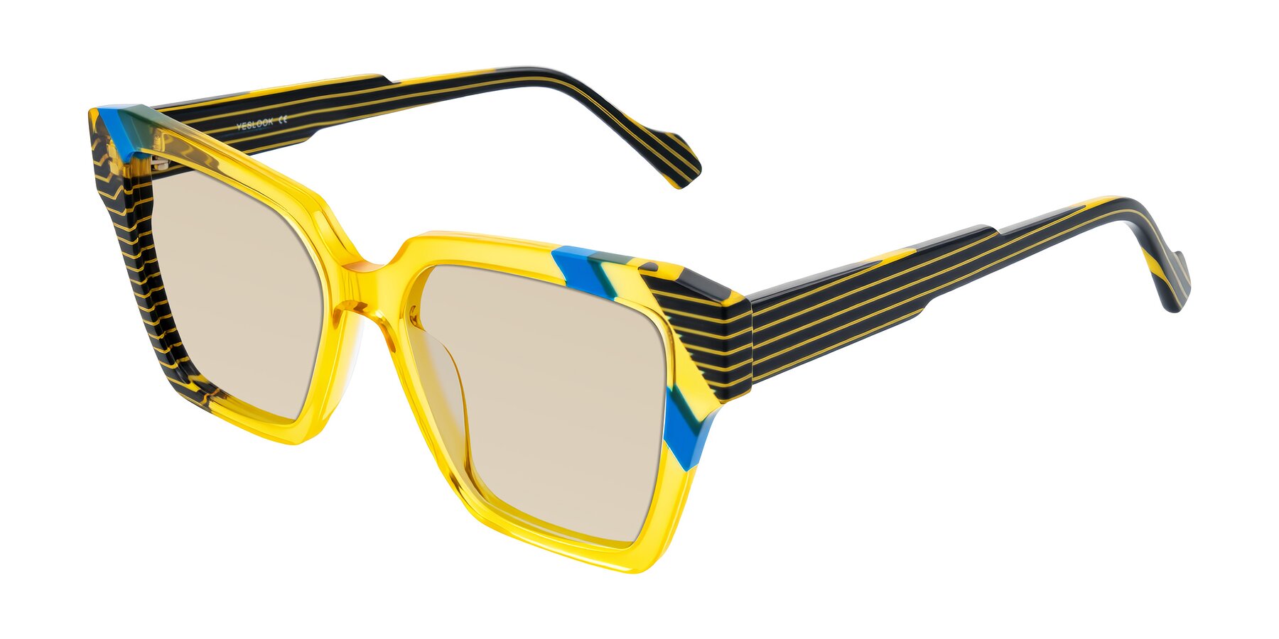 Angle of Widvale in Amber Deco with Light Brown Tinted Lenses