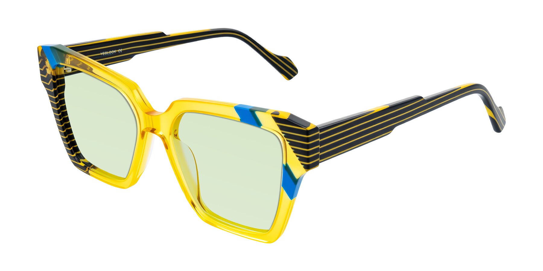Angle of Widvale in Amber Deco with Light Green Tinted Lenses