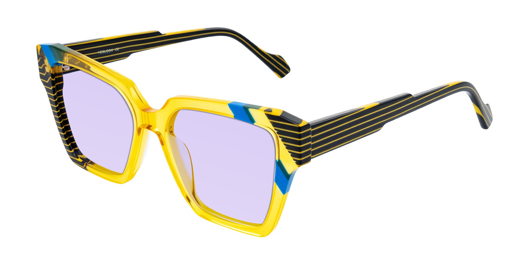 Angle of Widvale in Amber Deco with Light Purple Tinted Lenses