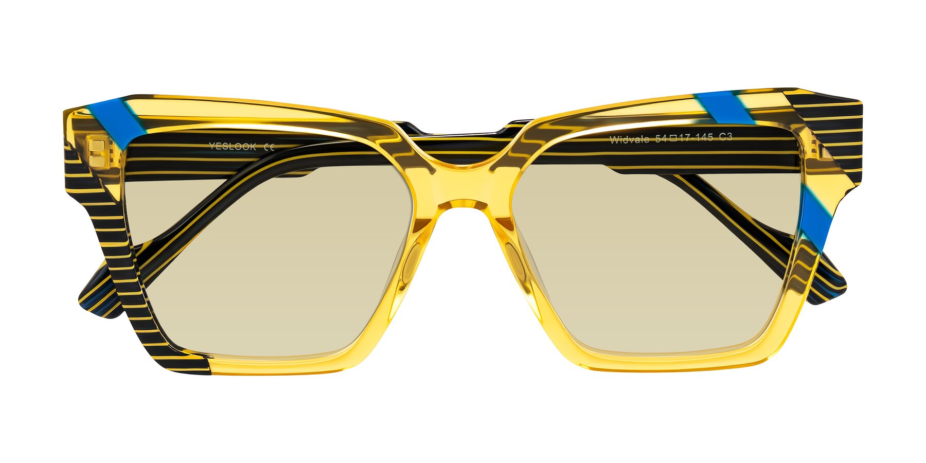 Folded Front of Widvale in Amber Deco with Light Champagne Tinted Lenses