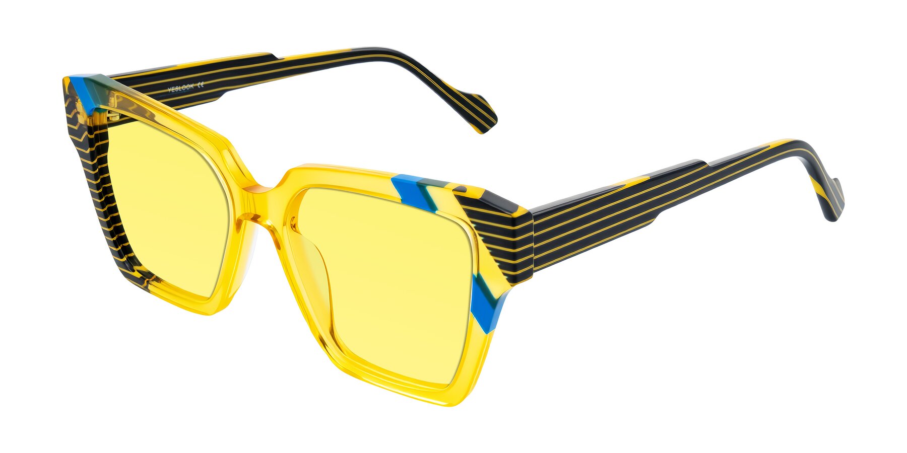Angle of Widvale in Amber Deco with Medium Yellow Tinted Lenses