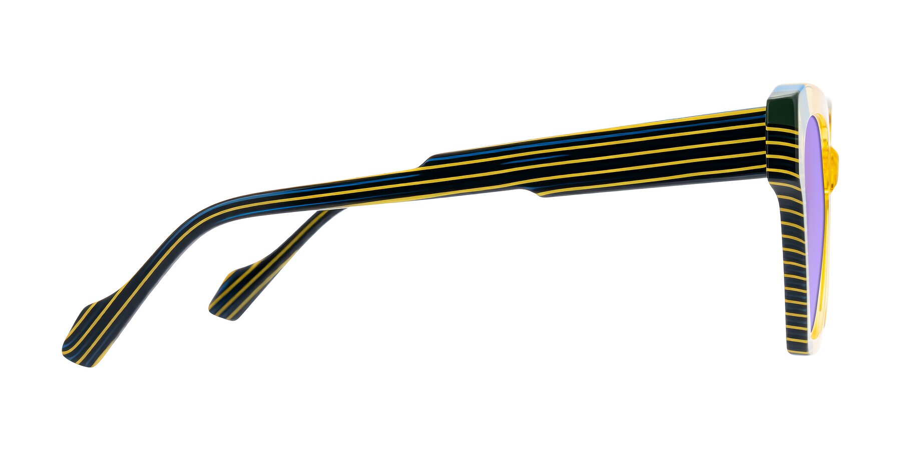 Side of Widvale in Amber Deco with Medium Purple Tinted Lenses