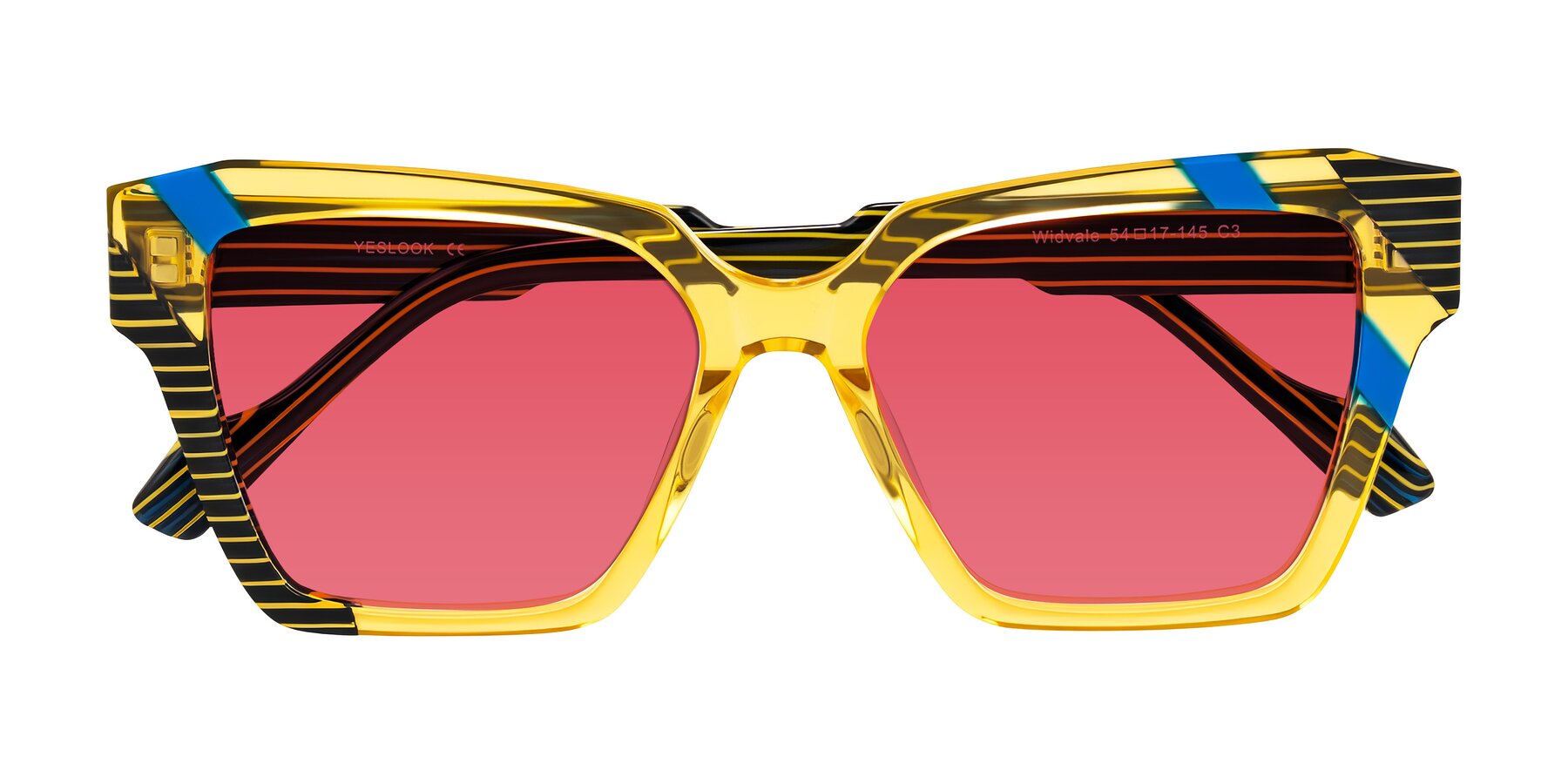 Folded Front of Widvale in Amber Deco with Red Tinted Lenses