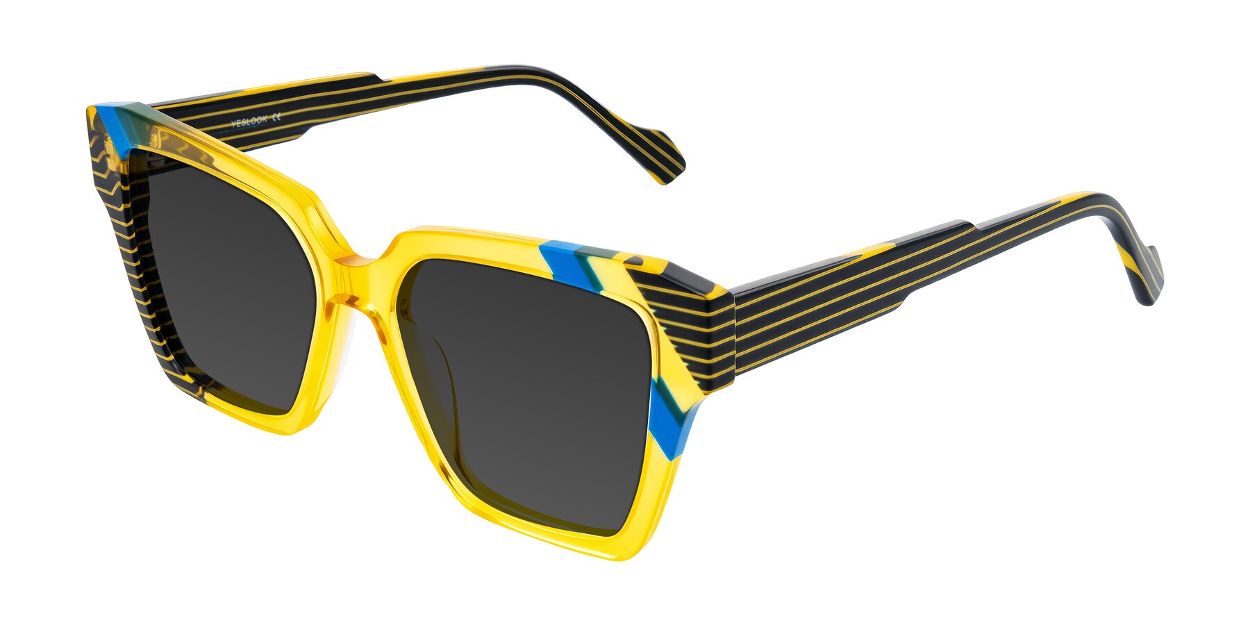 Angle of Widvale in Amber Deco with Gray Tinted Lenses