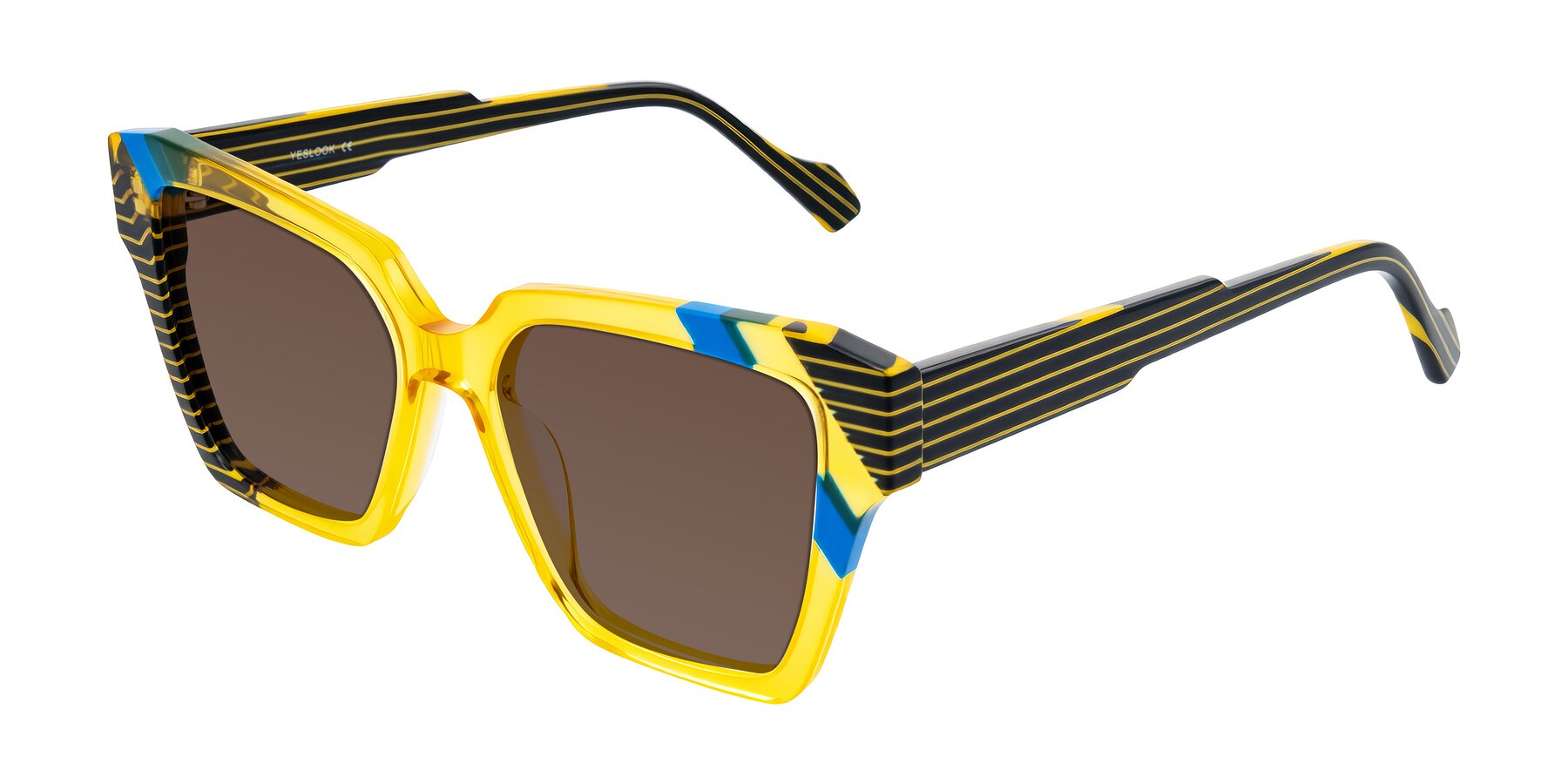 Angle of Widvale in Amber Deco with Brown Tinted Lenses
