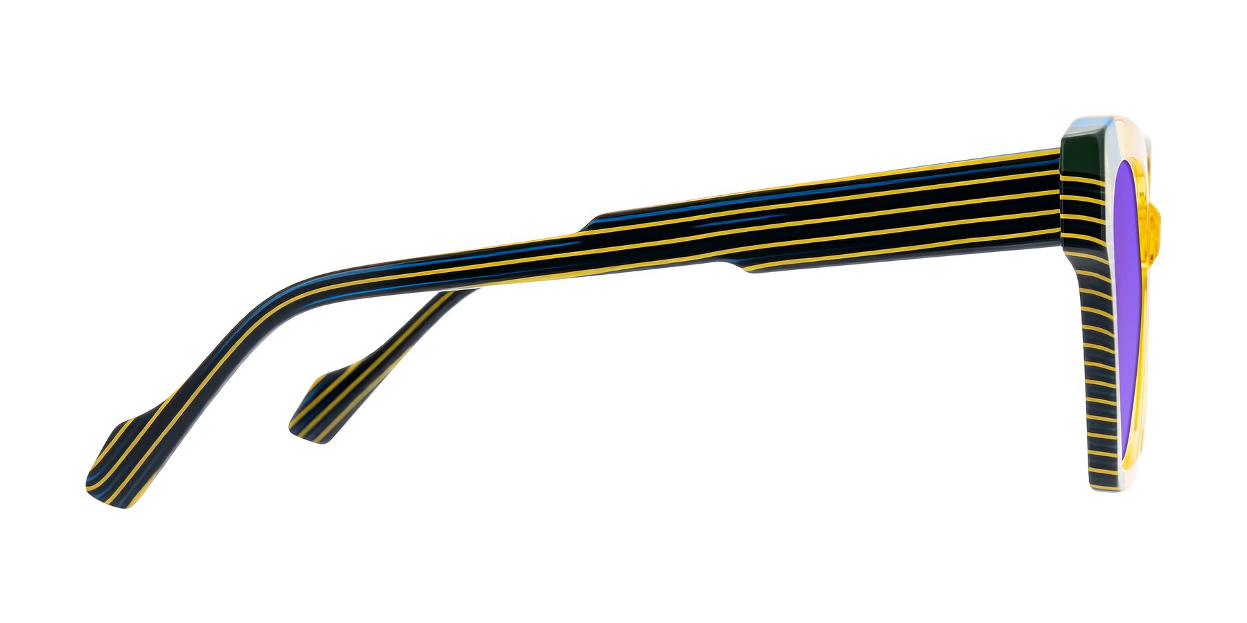 Side of Widvale in Amber Deco with Purple Tinted Lenses