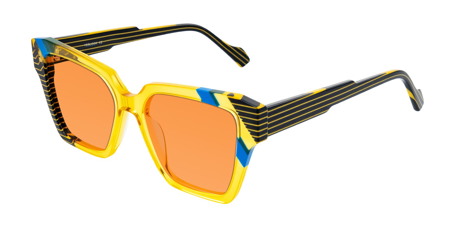 Angle of Widvale in Amber Deco with Orange Tinted Lenses