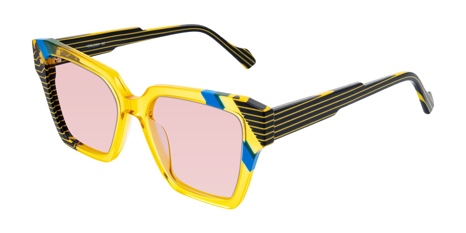 Angle of Widvale in Amber Deco with Light Garnet Tinted Lenses