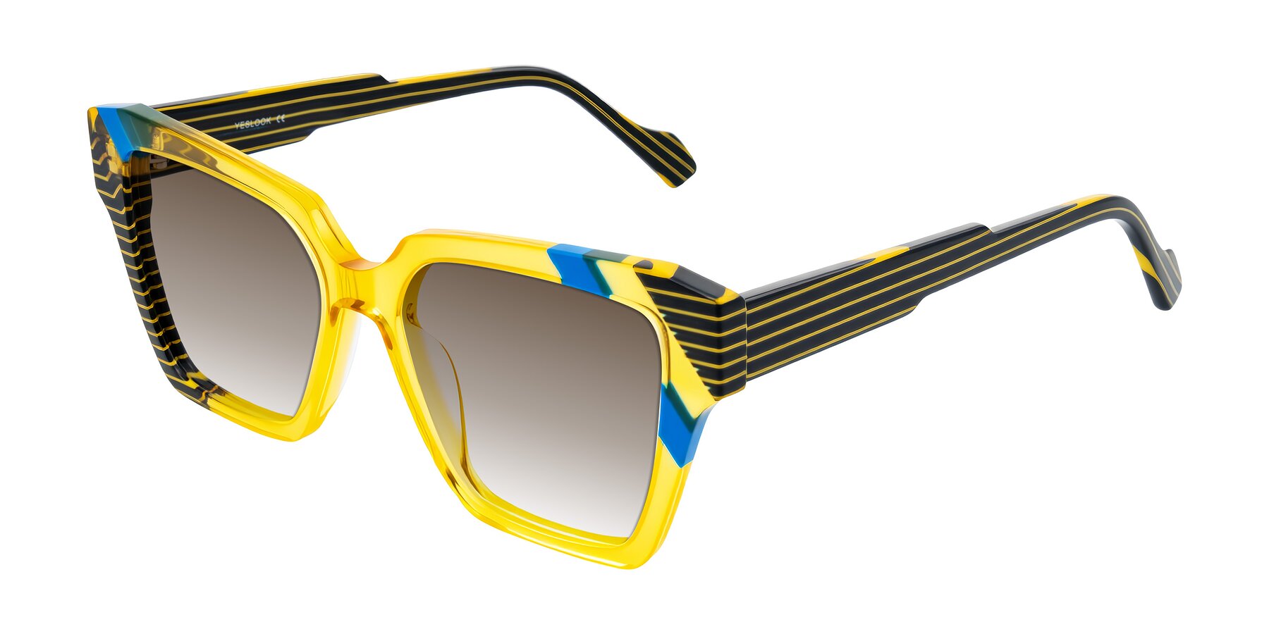 Angle of Widvale in Amber Deco with Brown Gradient Lenses