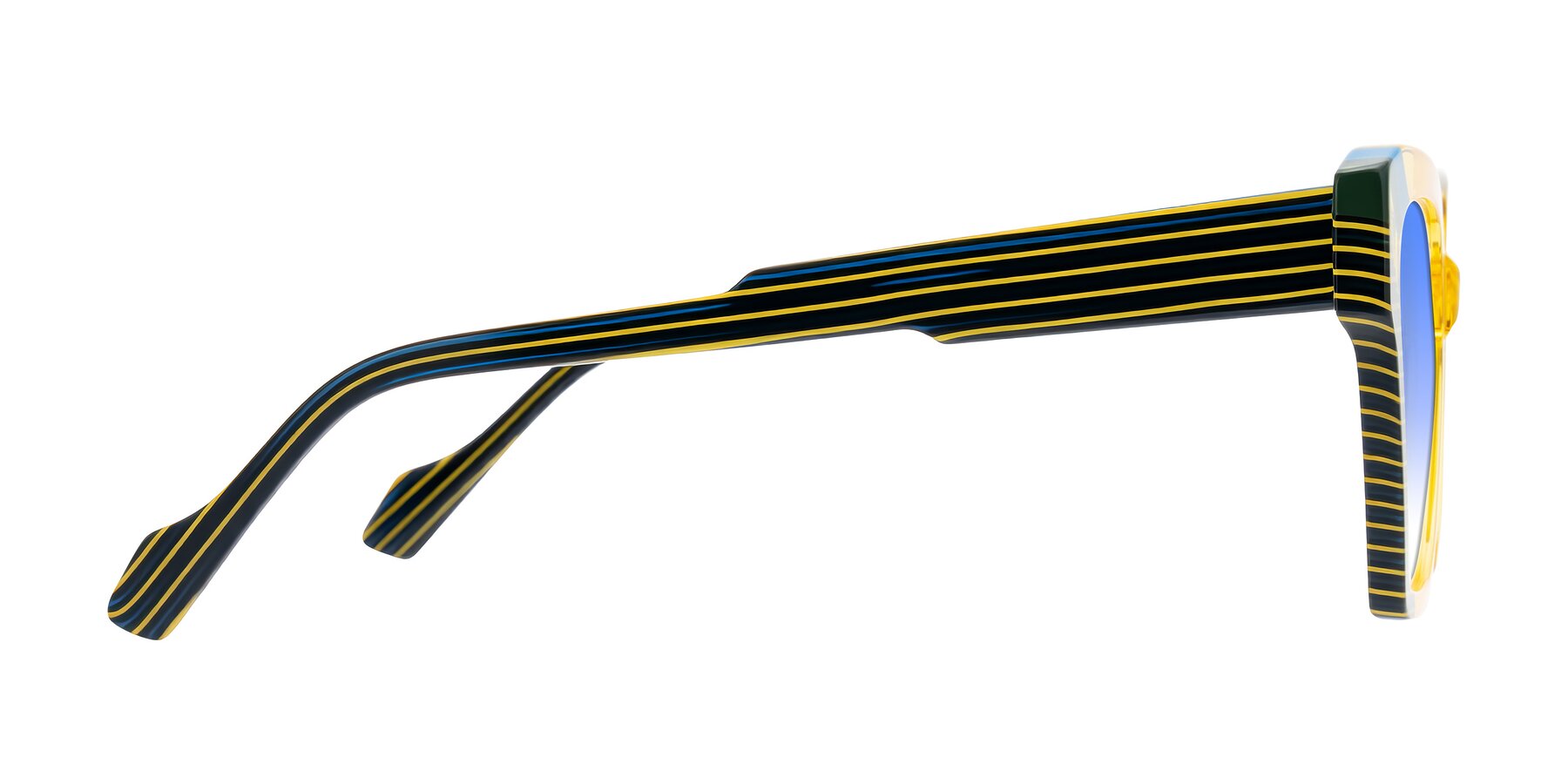 Side of Widvale in Amber Deco with Blue Gradient Lenses