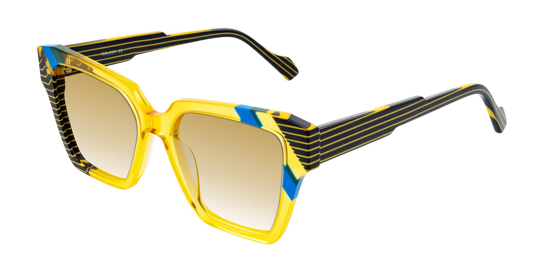 Angle of Widvale in Amber Deco with Champagne Gradient Lenses
