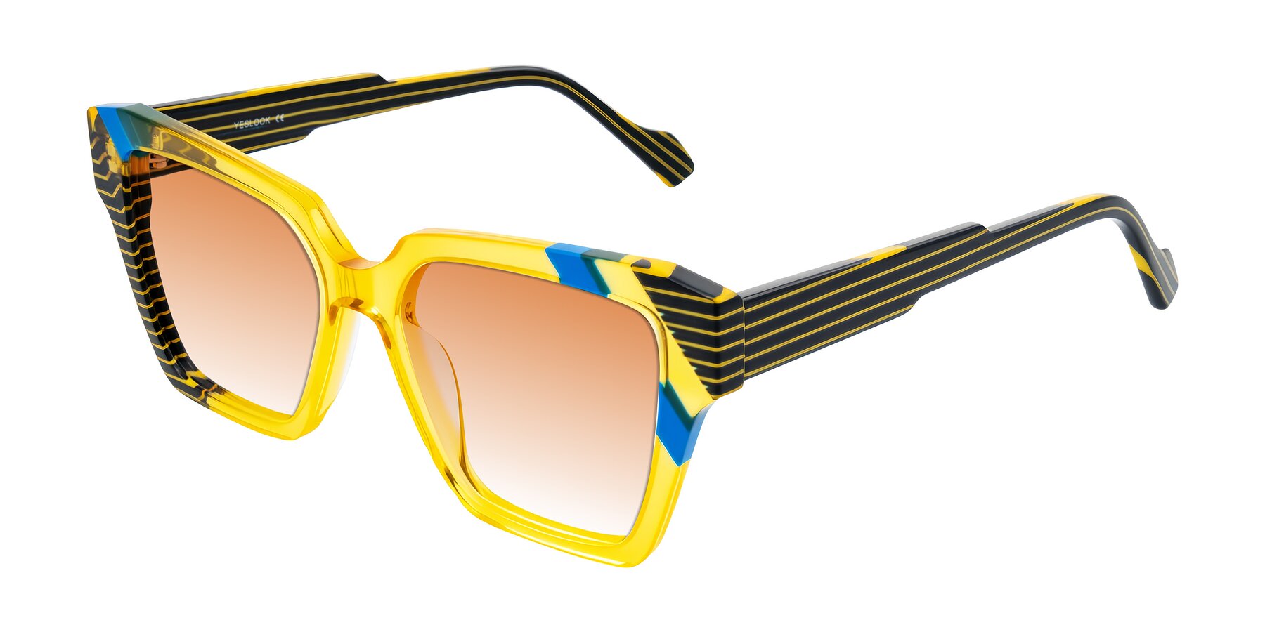 Angle of Widvale in Amber Deco with Orange Gradient Lenses