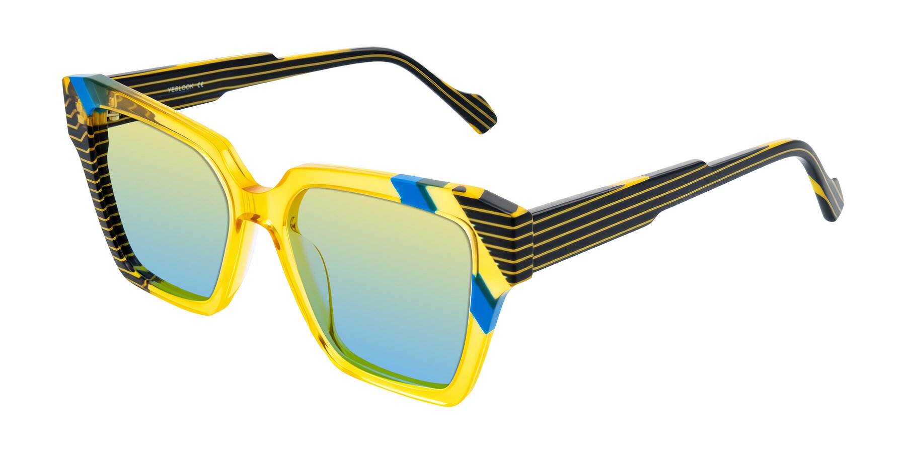 Angle of Widvale in Amber Deco with Yellow / Blue Gradient Lenses