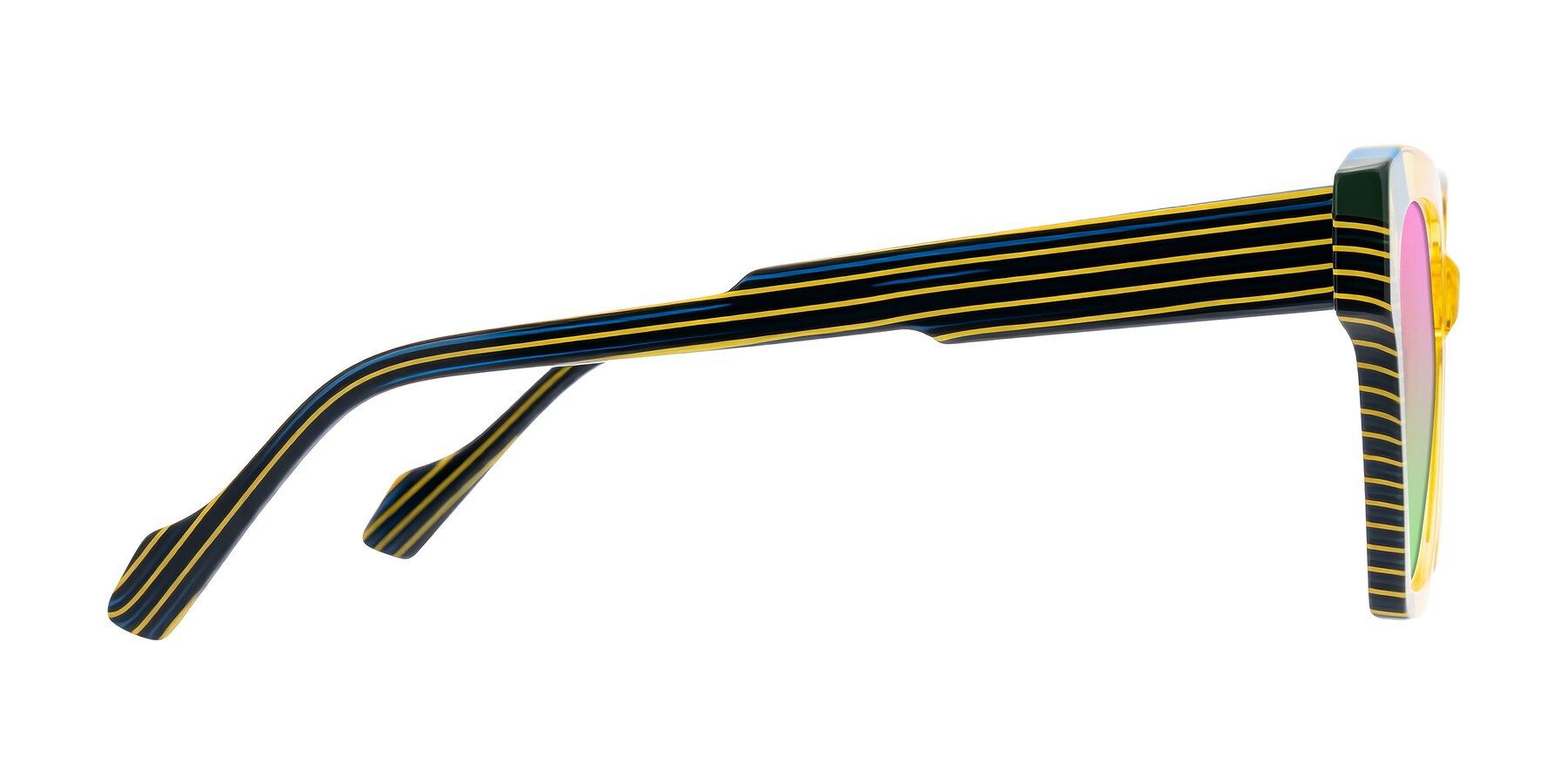 Side of Widvale in Amber Deco with Pink / Green Gradient Lenses