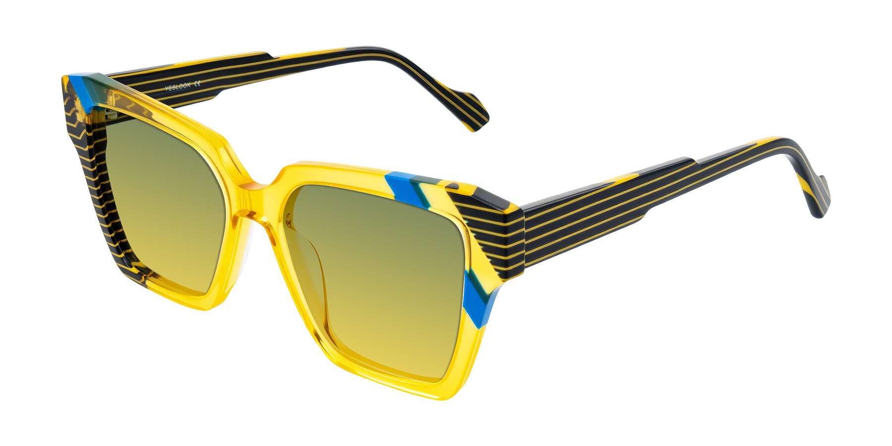 Angle of Widvale in Amber Deco with Green / Yellow Gradient Lenses