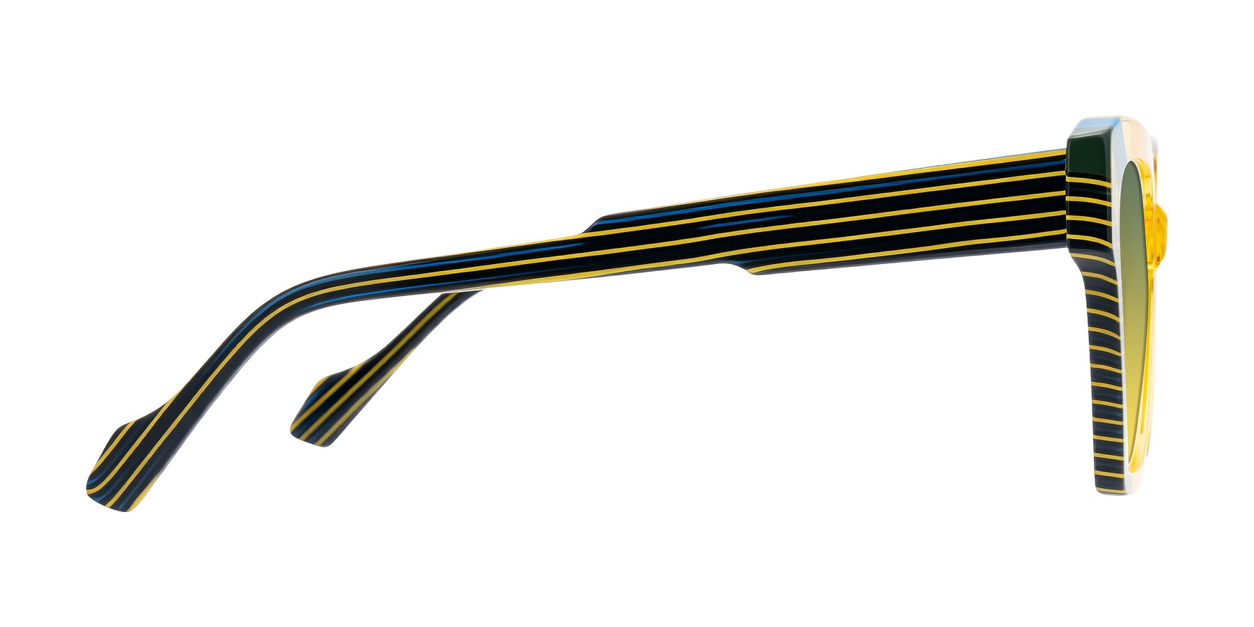 Side of Widvale in Amber Deco with Green / Yellow Gradient Lenses