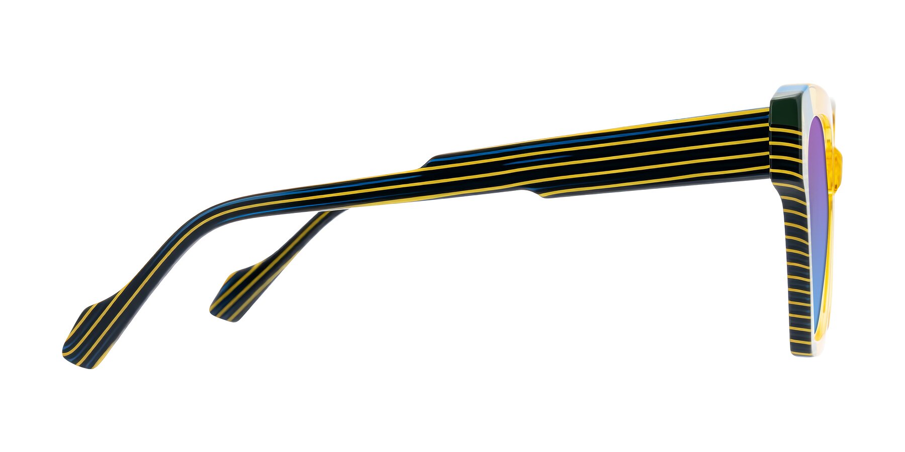 Side of Widvale in Amber Deco with Purple / Blue Gradient Lenses