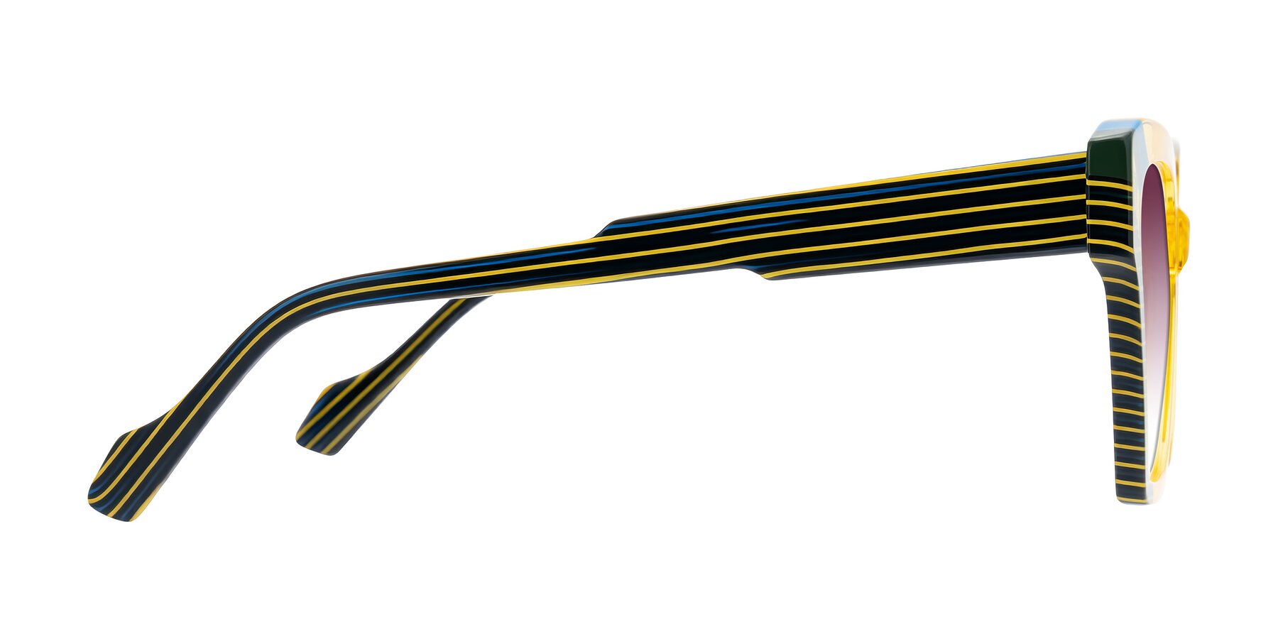 Side of Widvale in Amber Deco with Wine Gradient Lenses
