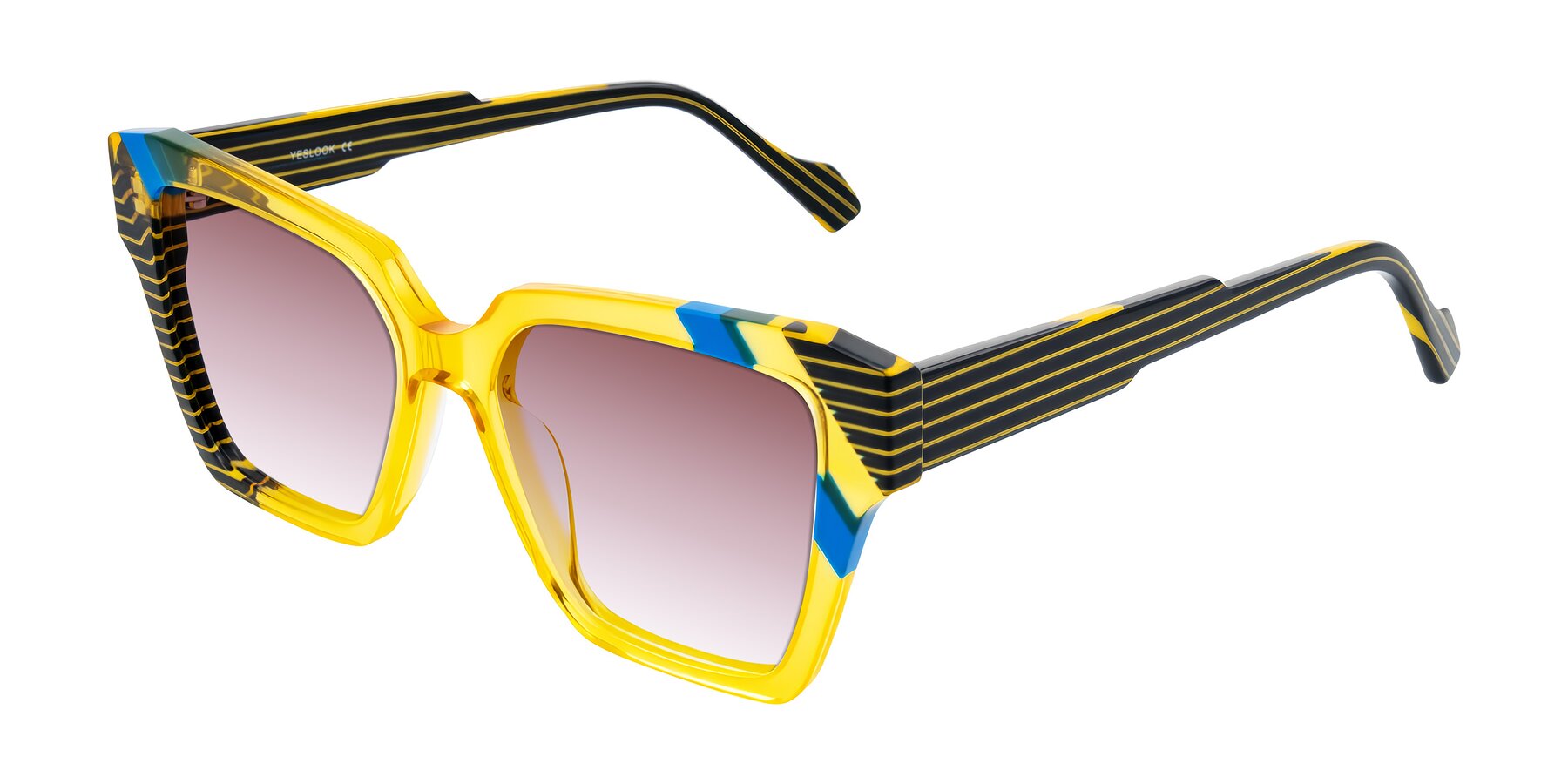 Angle of Widvale in Amber Deco with Garnet Gradient Lenses