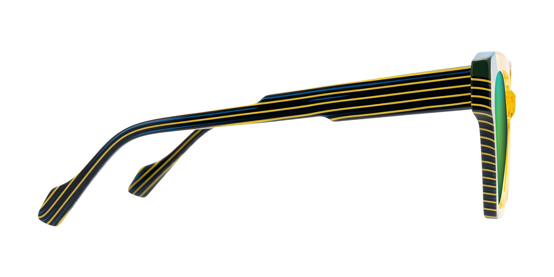 Side of Widvale in Amber Deco with Green Mirrored Lenses