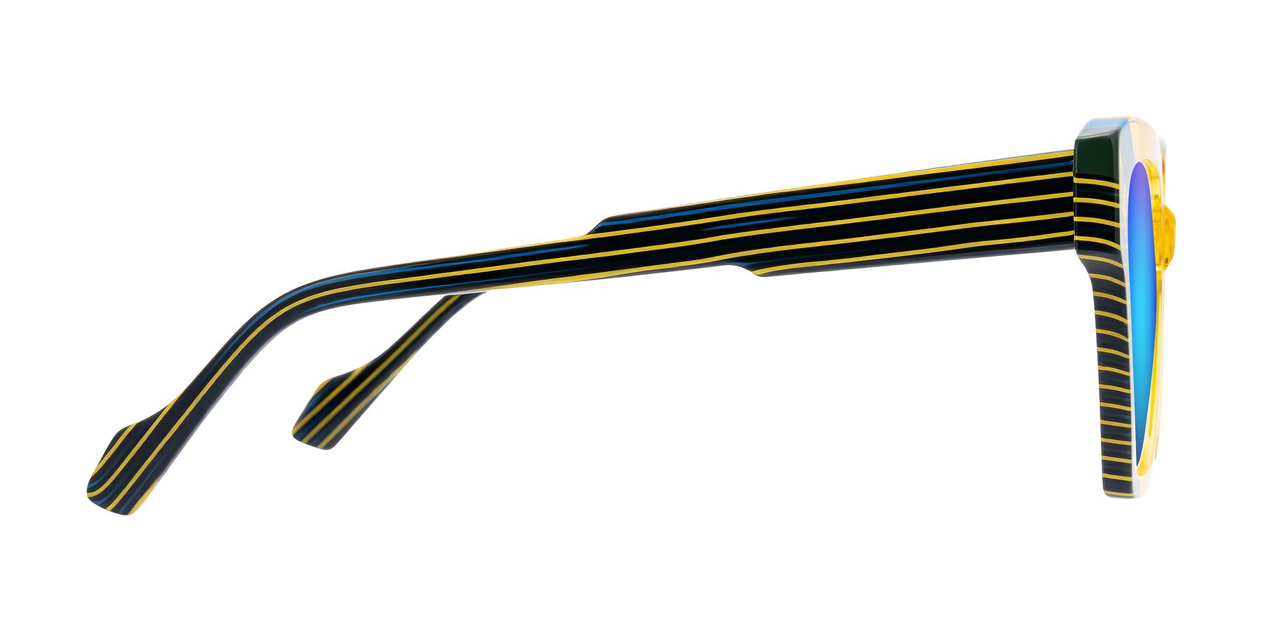 Side of Widvale in Amber Deco with Blue Mirrored Lenses