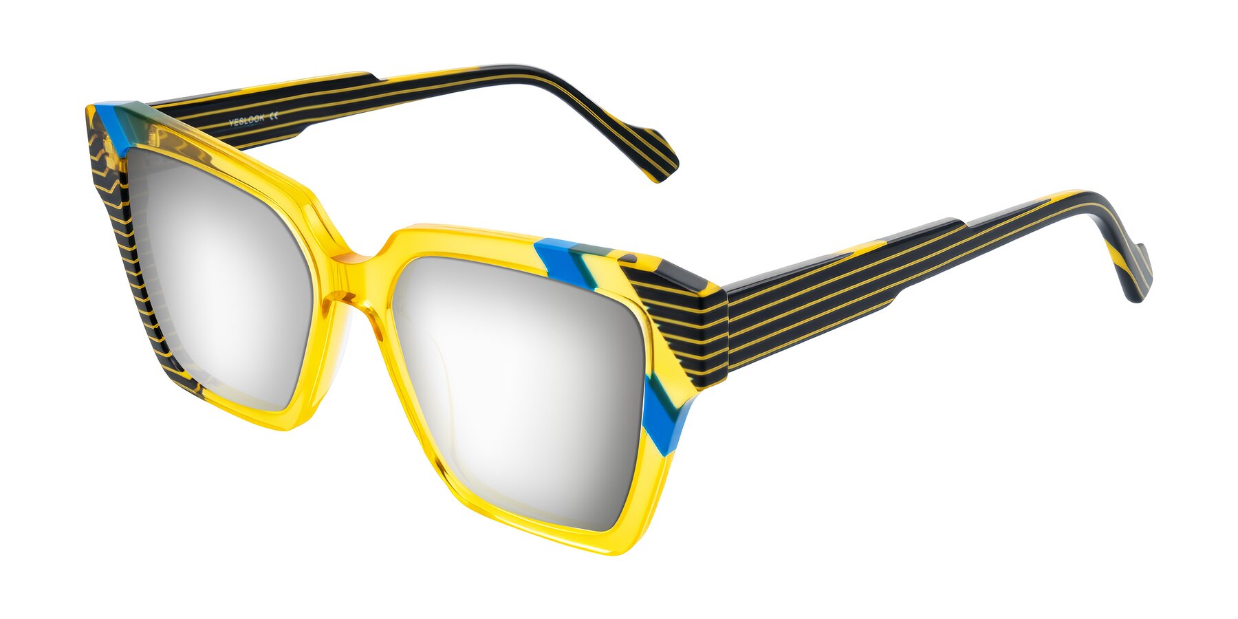 Angle of Widvale in Amber Deco with Silver Mirrored Lenses