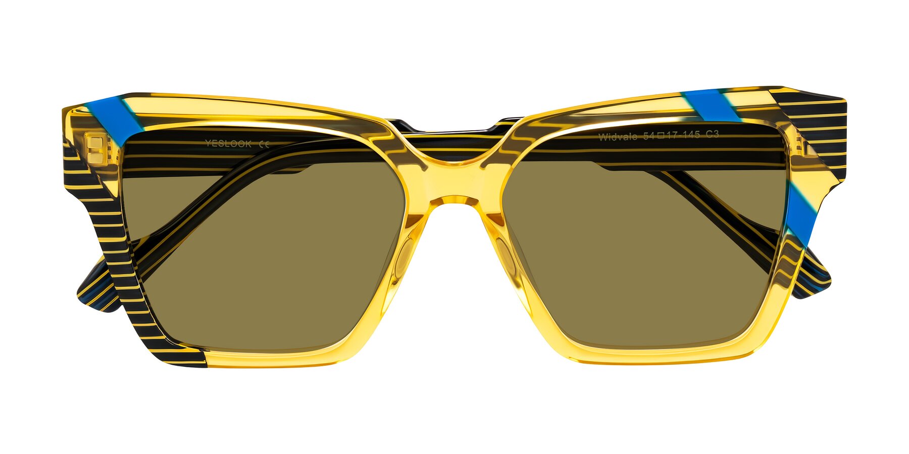 Folded Front of Widvale in Amber Deco with Brown Polarized Lenses