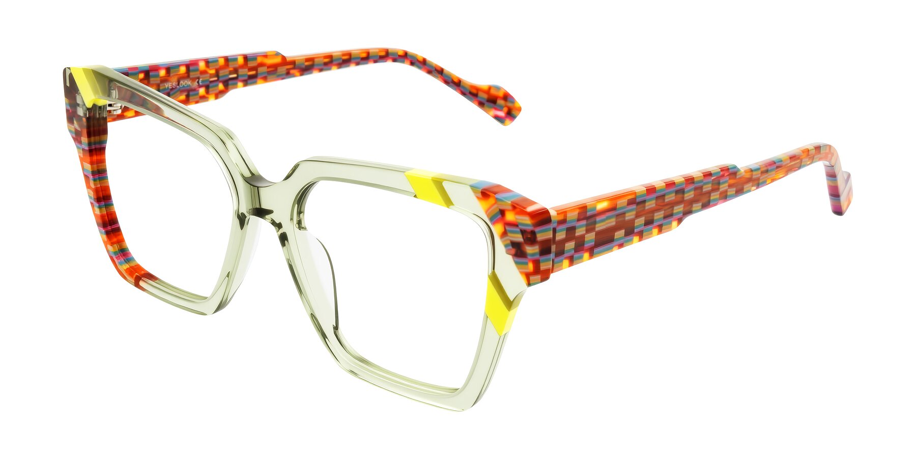 Angle of Widvale in Sage Mosaic with Clear Eyeglass Lenses