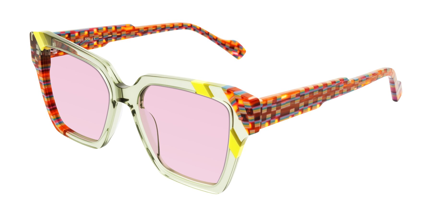 Angle of Widvale in Sage Mosaic with Light Pink Tinted Lenses