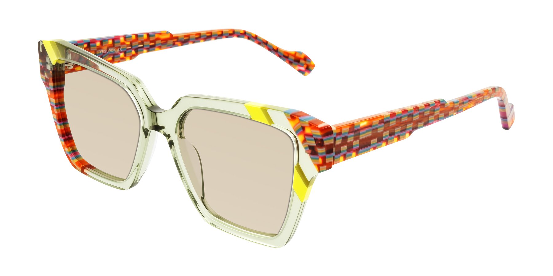 Angle of Widvale in Sage Mosaic with Light Brown Tinted Lenses