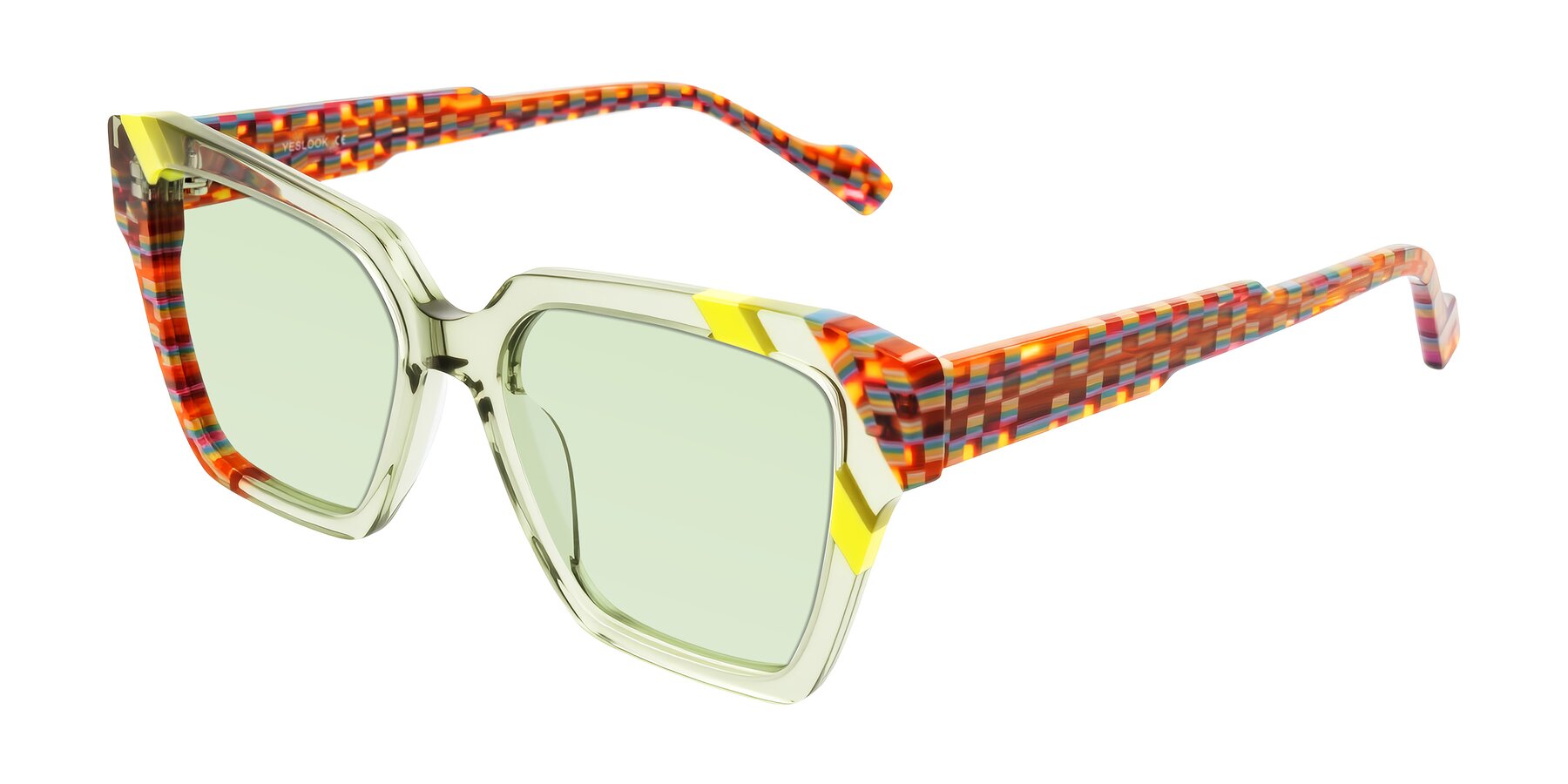 Angle of Widvale in Sage Mosaic with Light Green Tinted Lenses