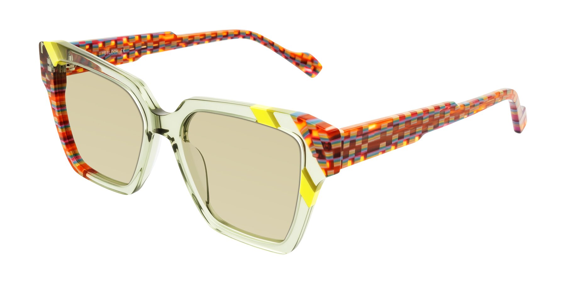 Angle of Widvale in Sage Mosaic with Light Champagne Tinted Lenses