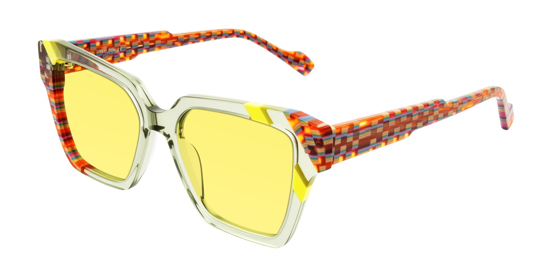 Angle of Widvale in Sage Mosaic with Medium Yellow Tinted Lenses