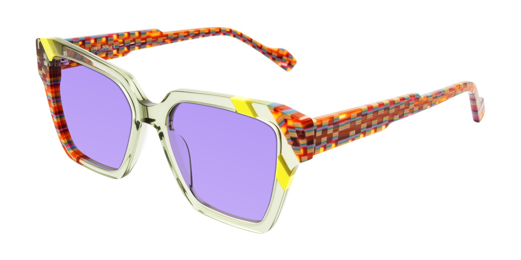 Angle of Widvale in Sage Mosaic with Medium Purple Tinted Lenses