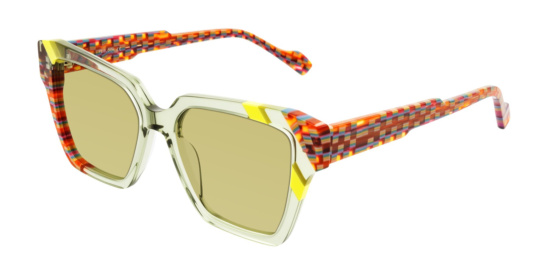 Angle of Widvale in Sage Mosaic with Medium Champagne Tinted Lenses
