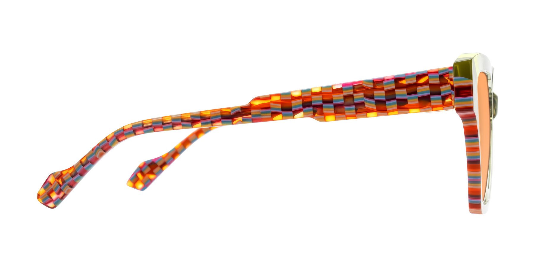 Side of Widvale in Sage Mosaic with Medium Orange Tinted Lenses