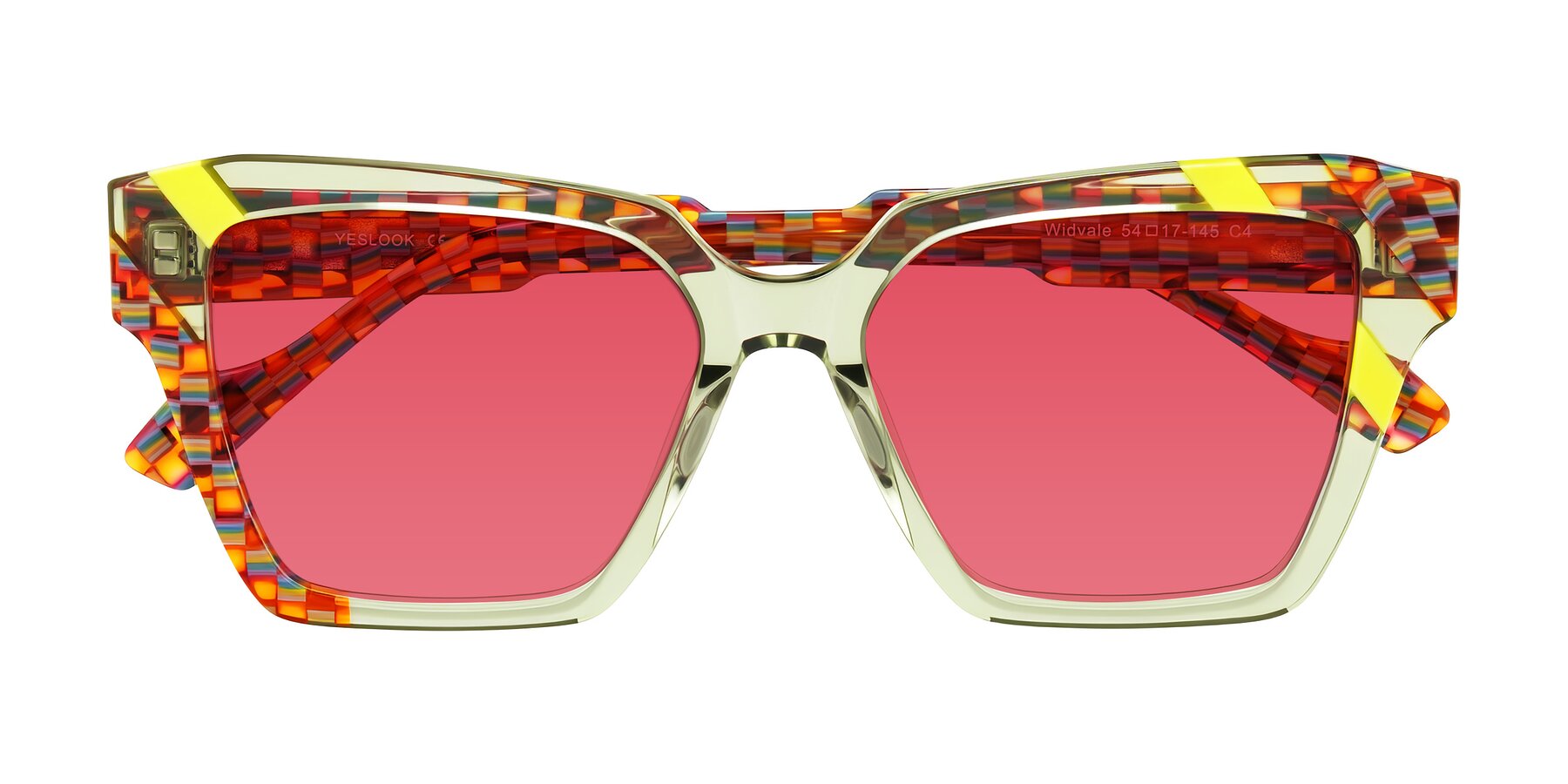 Folded Front of Widvale in Sage Mosaic with Red Tinted Lenses