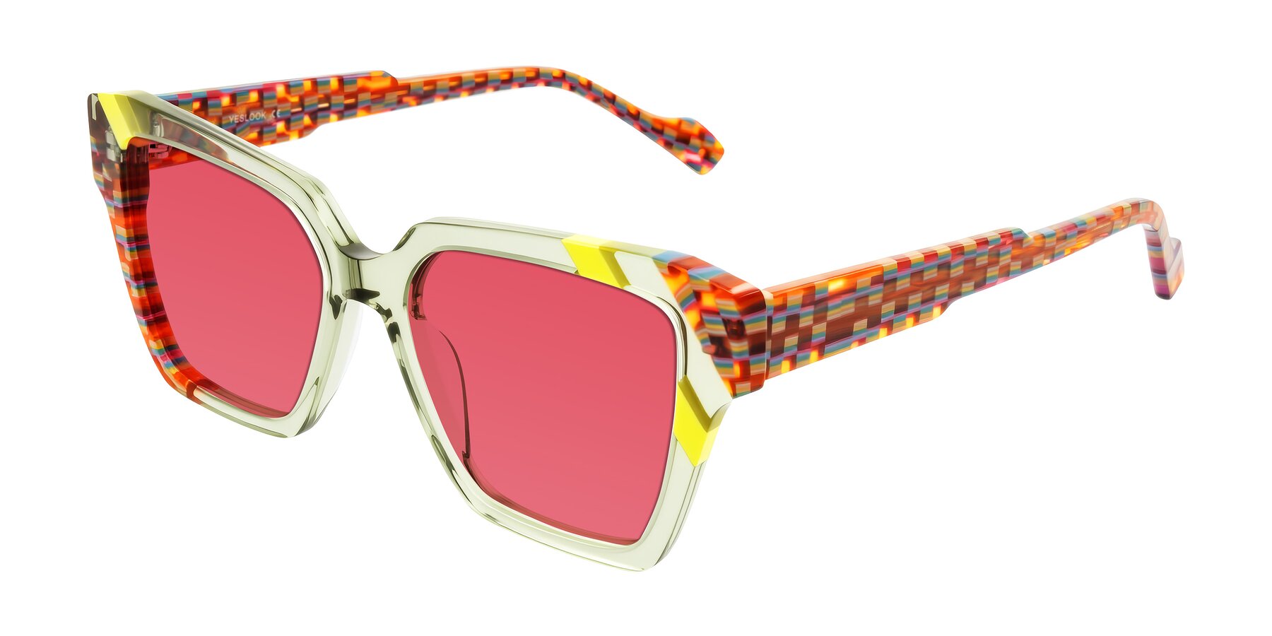 Angle of Widvale in Sage Mosaic with Red Tinted Lenses