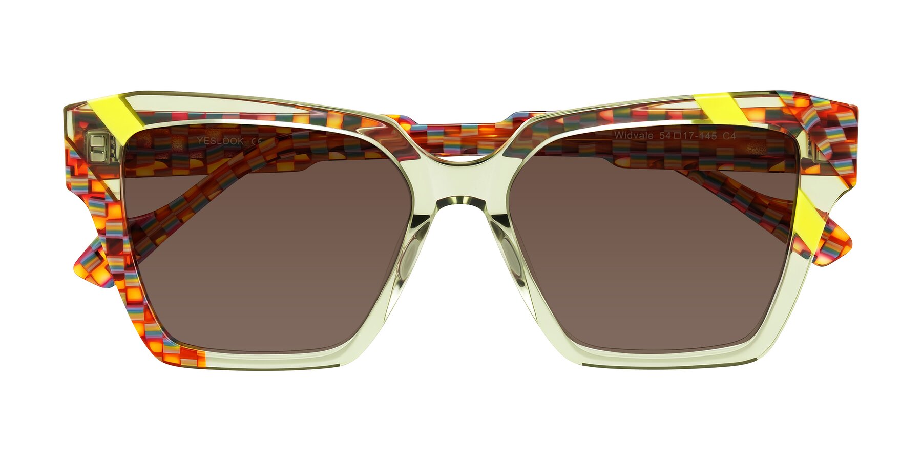Folded Front of Widvale in Sage Mosaic with Brown Tinted Lenses