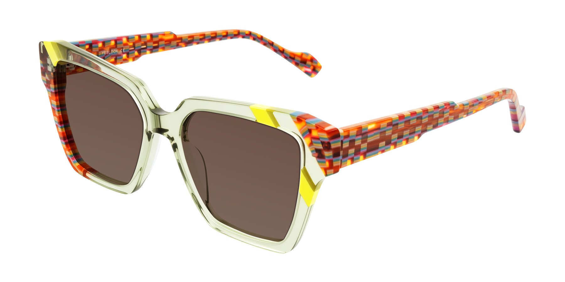 Angle of Widvale in Sage Mosaic with Brown Tinted Lenses