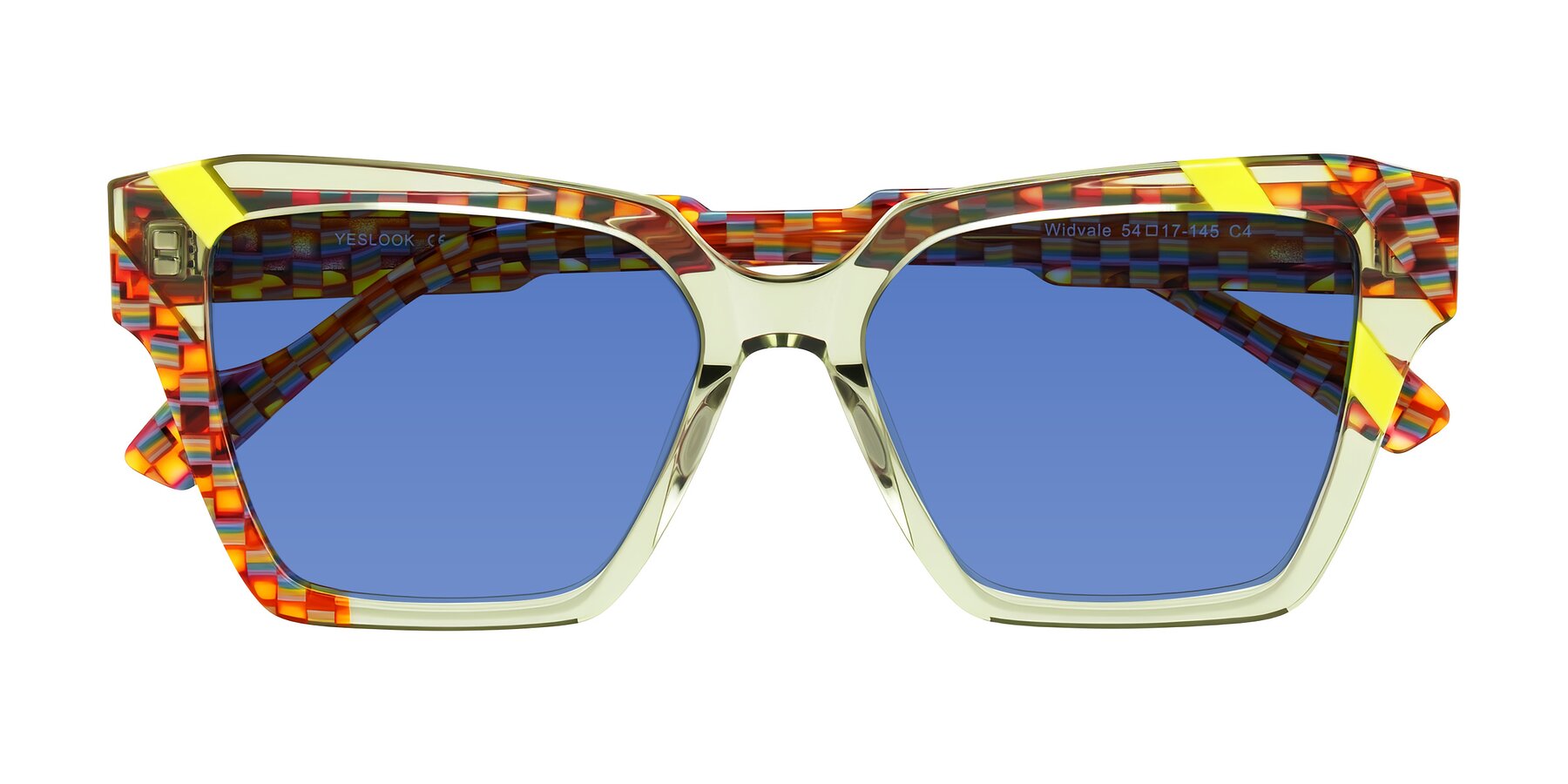 Folded Front of Widvale in Sage Mosaic with Blue Tinted Lenses