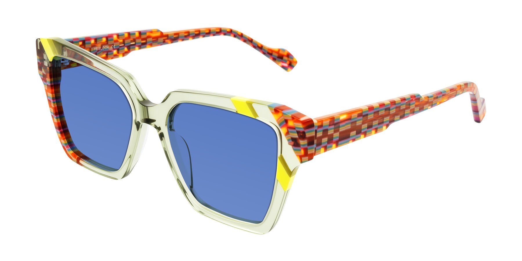 Angle of Widvale in Sage Mosaic with Blue Tinted Lenses