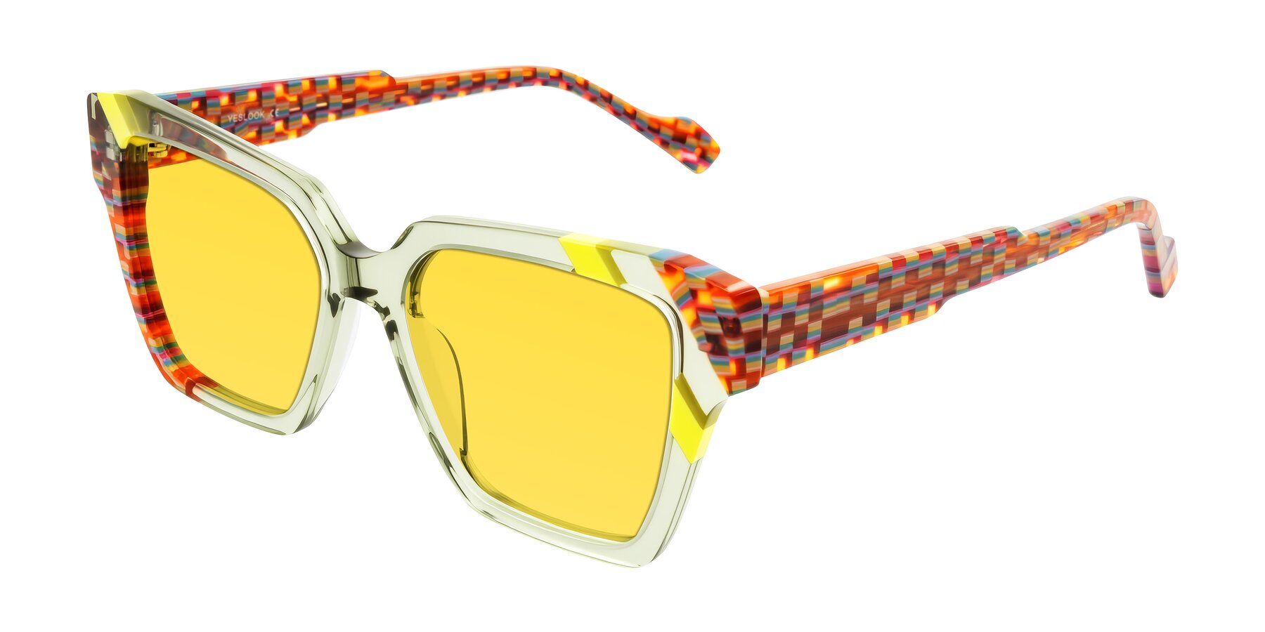 Angle of Widvale in Sage Mosaic with Yellow Tinted Lenses