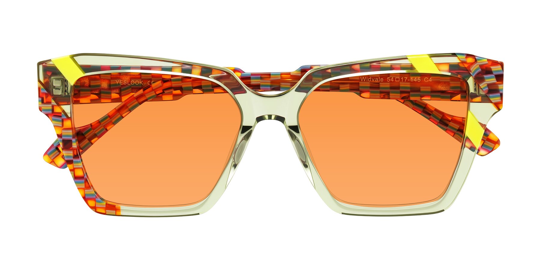 Folded Front of Widvale in Sage Mosaic with Orange Tinted Lenses